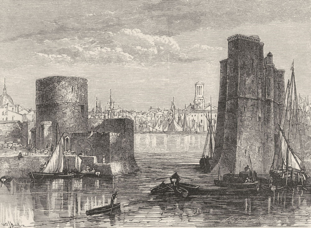 CHARENTE-MARITIME. Loire valley. Rochelle c1878 old antique print picture